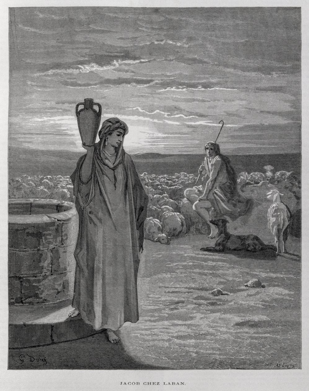 Jacob sees Rachel at the well of Laban