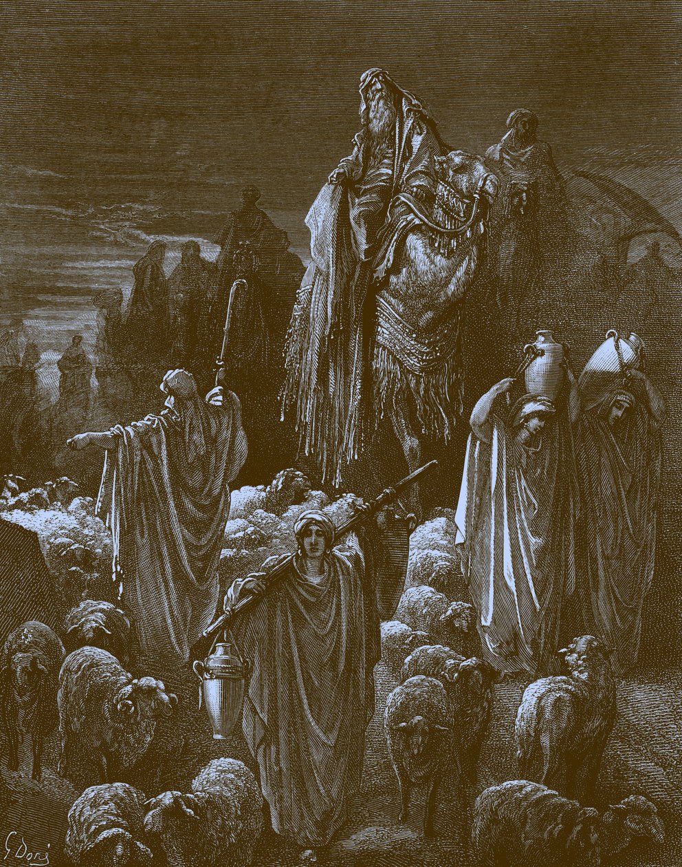 Jacob Travelling into Egypt, Bible by Gustave Dore