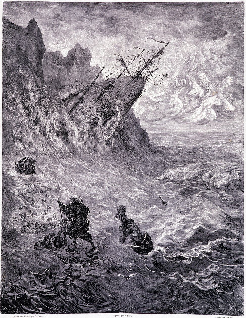 I Cross the Seas... Plate X - Illustration by Gustave Doré for La Légende du Juif Errant by Pierre Dupont, edition Librairie du Magasin Pittoresque, Paris 1862 by Gustave Dore