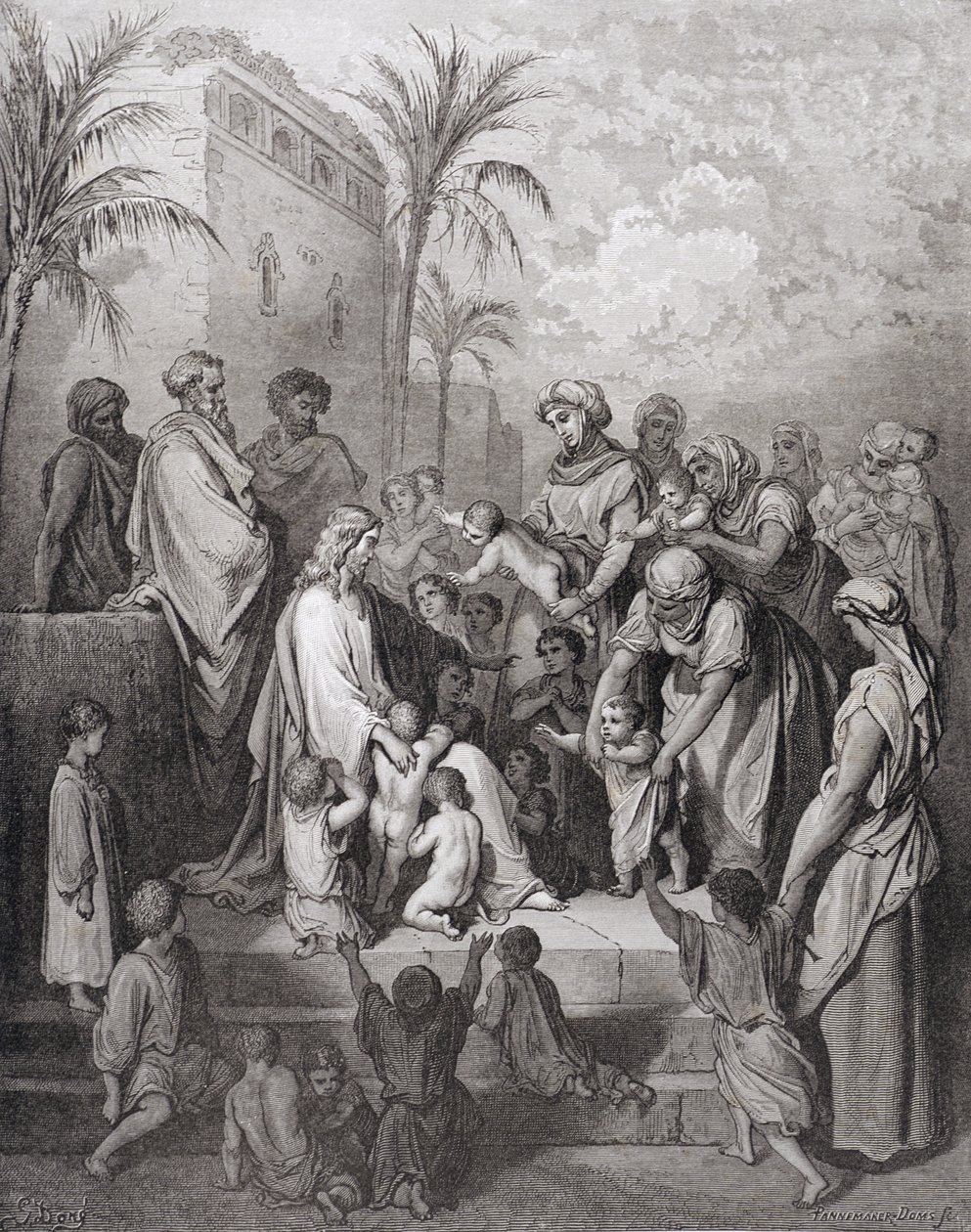 Jesus Blessing the Children, Engraved by Stephane Pannemaker by Gustave Dore