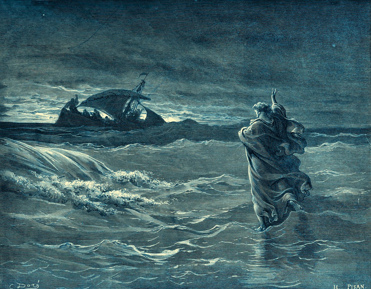 Jesus walking on the sea by Gustave Dore