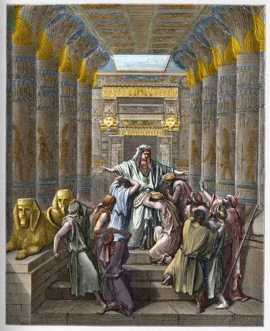 Joseph Patriarch of Israel - Joseph recognized by his brothers - engraving in The Bible illustree by Gustave Dore - Engraving from The Dore Bible by Gustave Dore