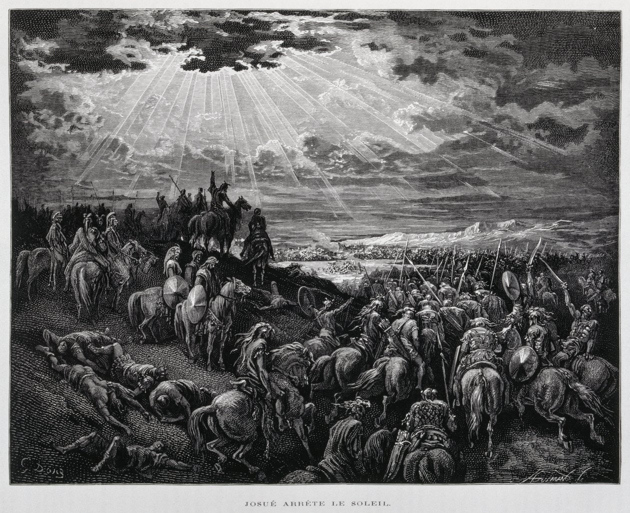 Joshua Makes the Sun Stand Still, Illustration from the Dore Bible by Gustave Dore