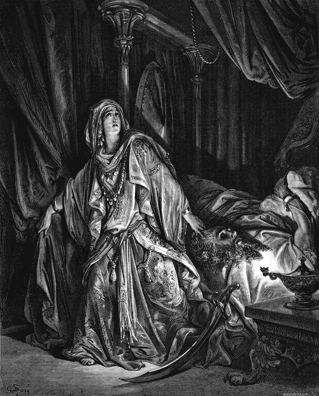 Judith about to cut off the head of Holofernes, 1866 by Gustave Dore