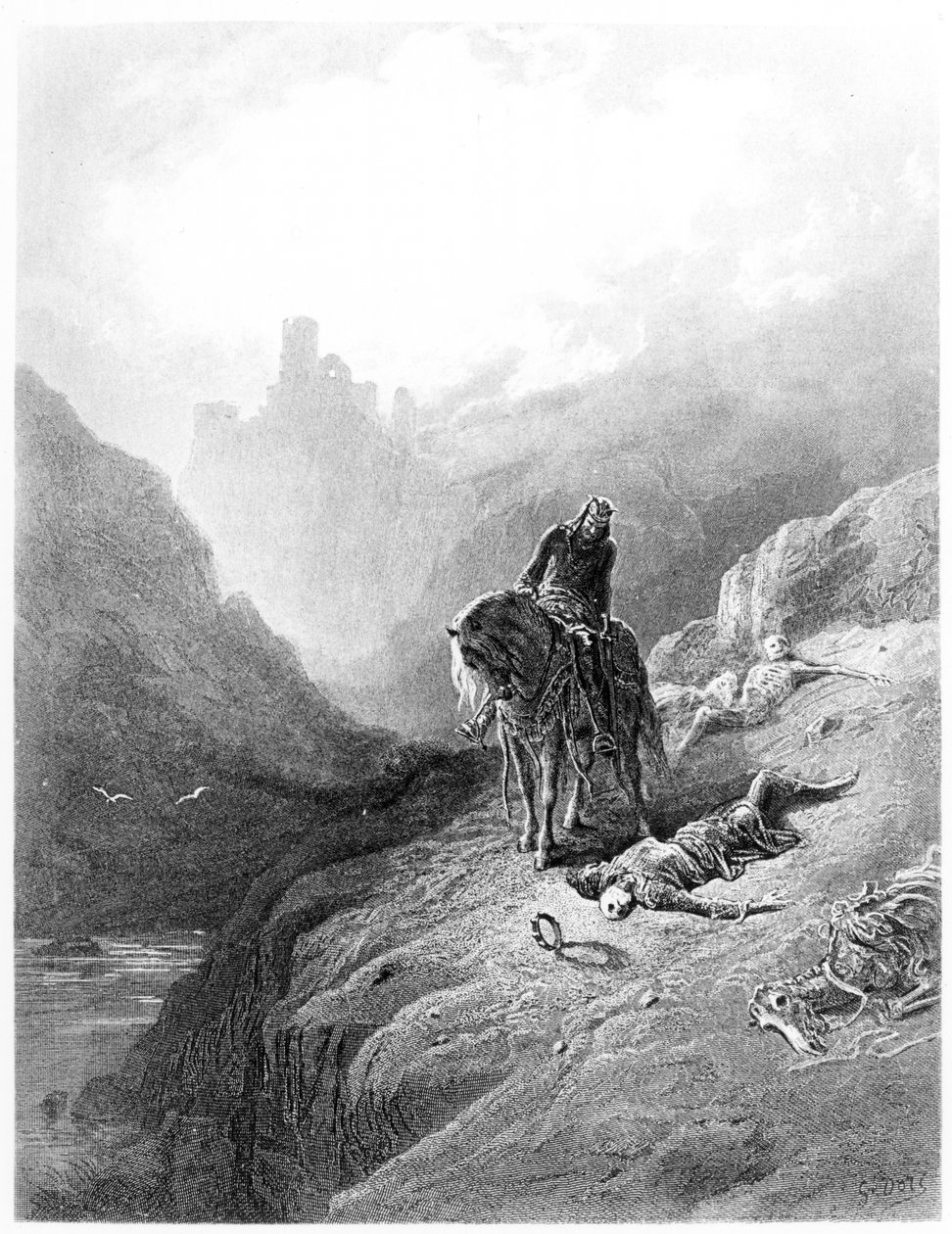 King Arthur discovers the Skeletons of the Brothers, illustration from 