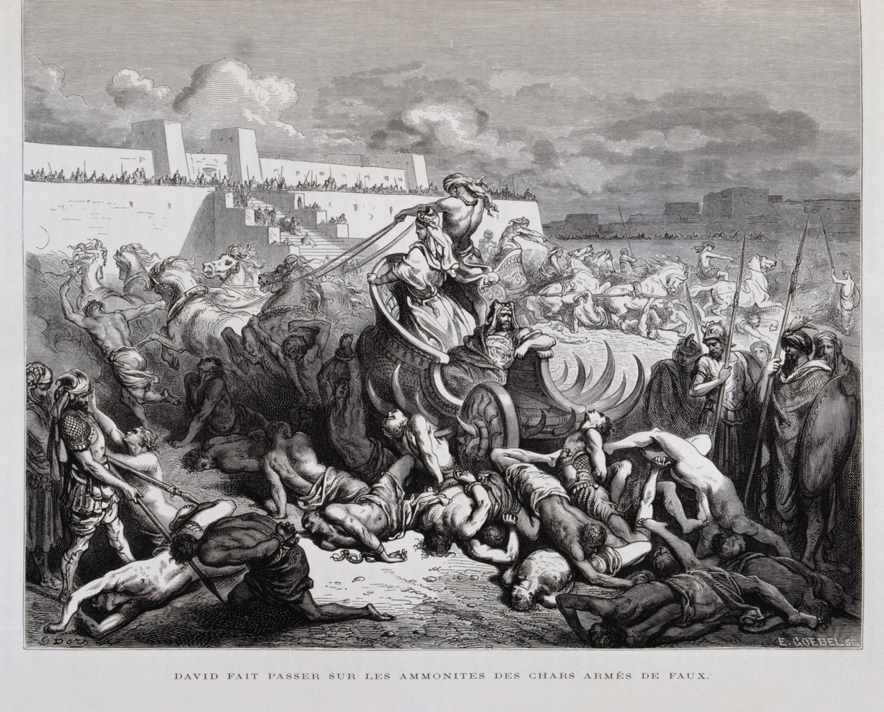 King David Punishing The Ammonites, Illustration from the Dore Bible by Gustave Dore