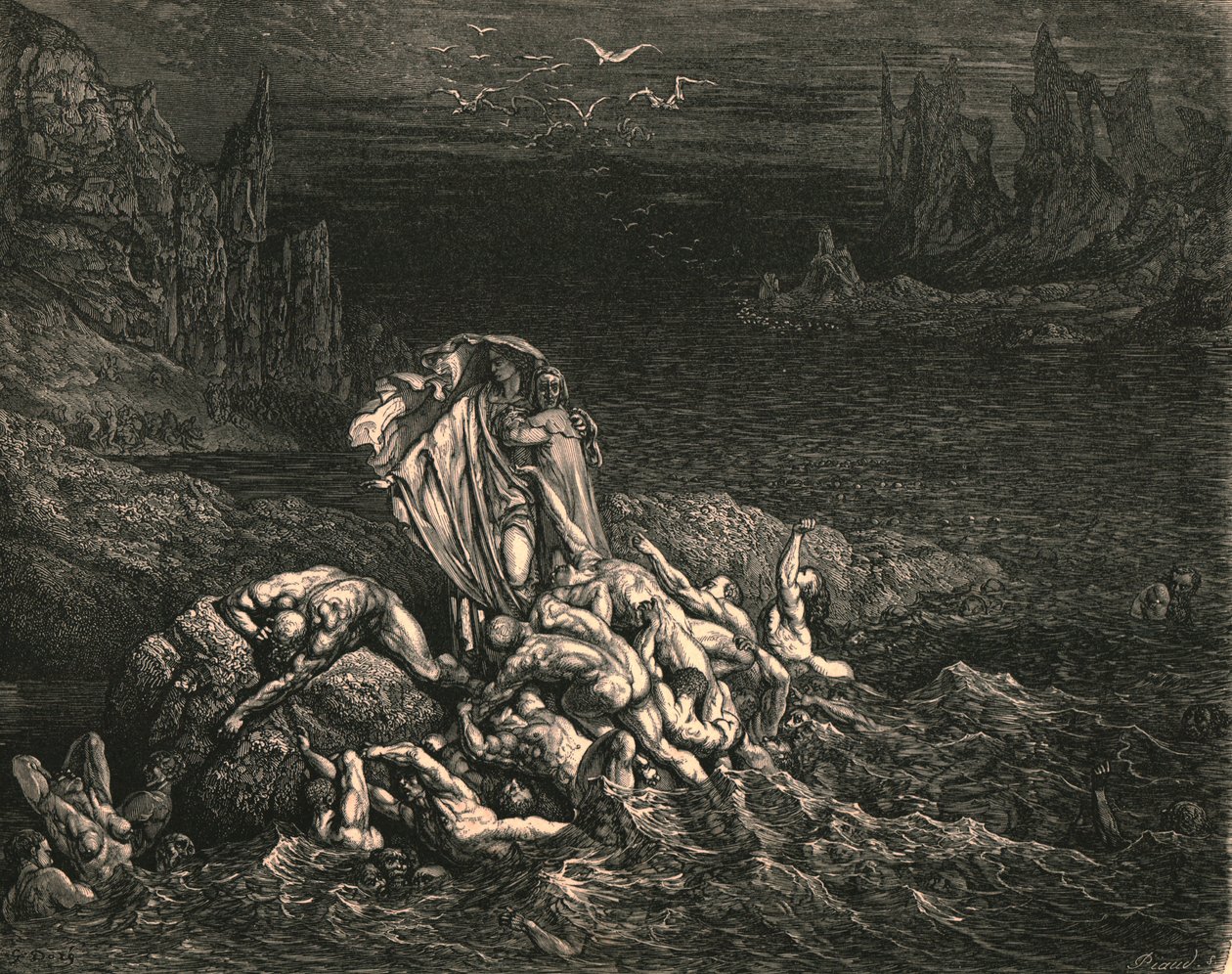 Now Seest Thou, Son! The Souls of Those, Whom Anger Overcame, c1890 by Gustave Dore