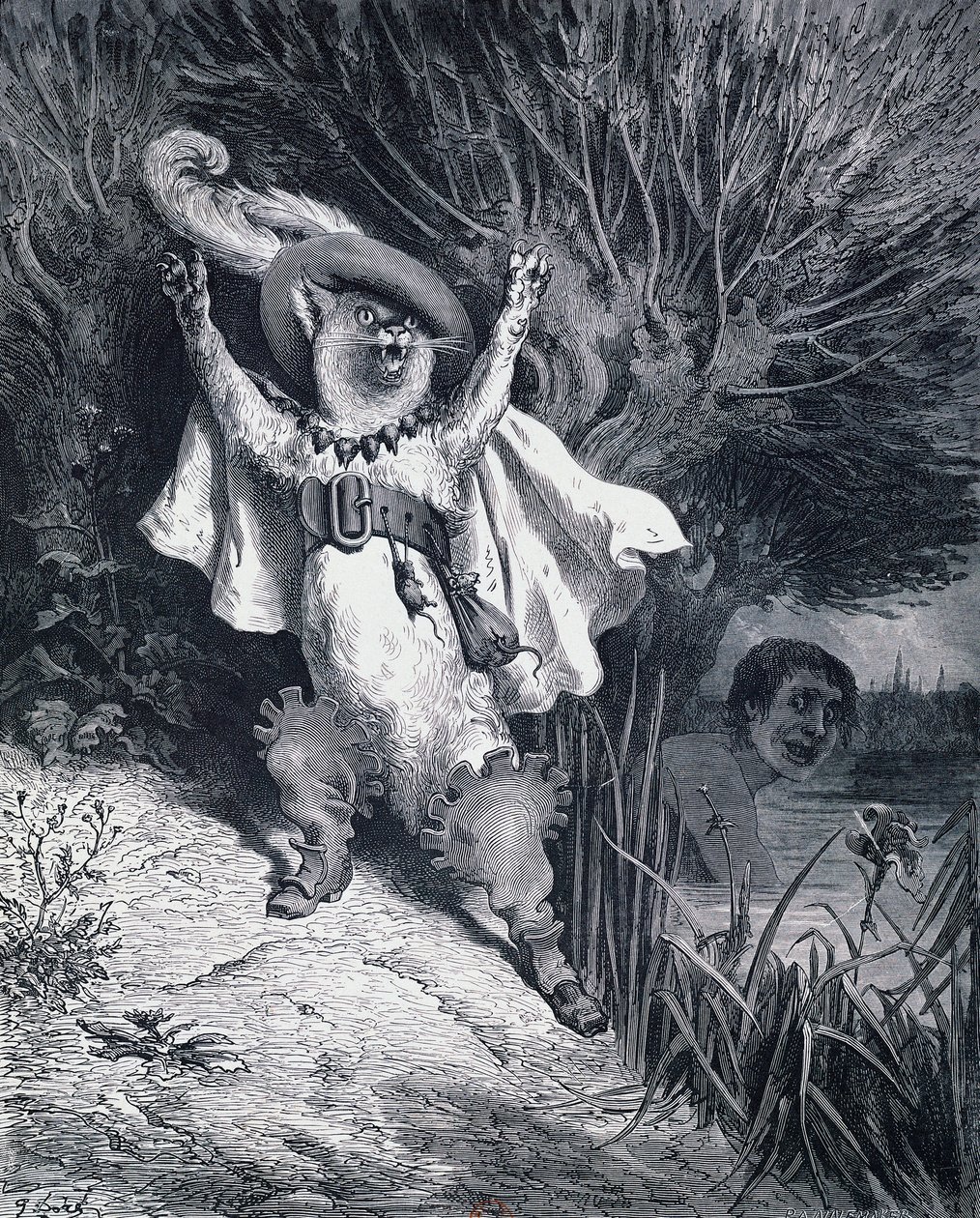 Puss in Boots, illustration by Gustave Dore for the fairy tale by Charles Perrault by Gustave Dore