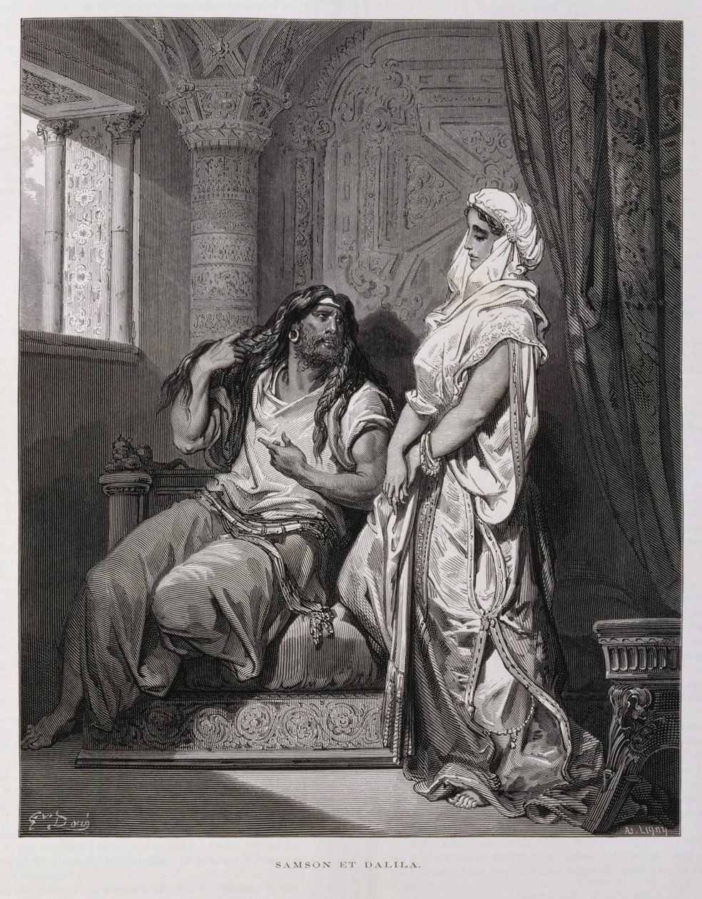 Samson and Delilah (Illustration from the Dore Bible) by Gustave Dore