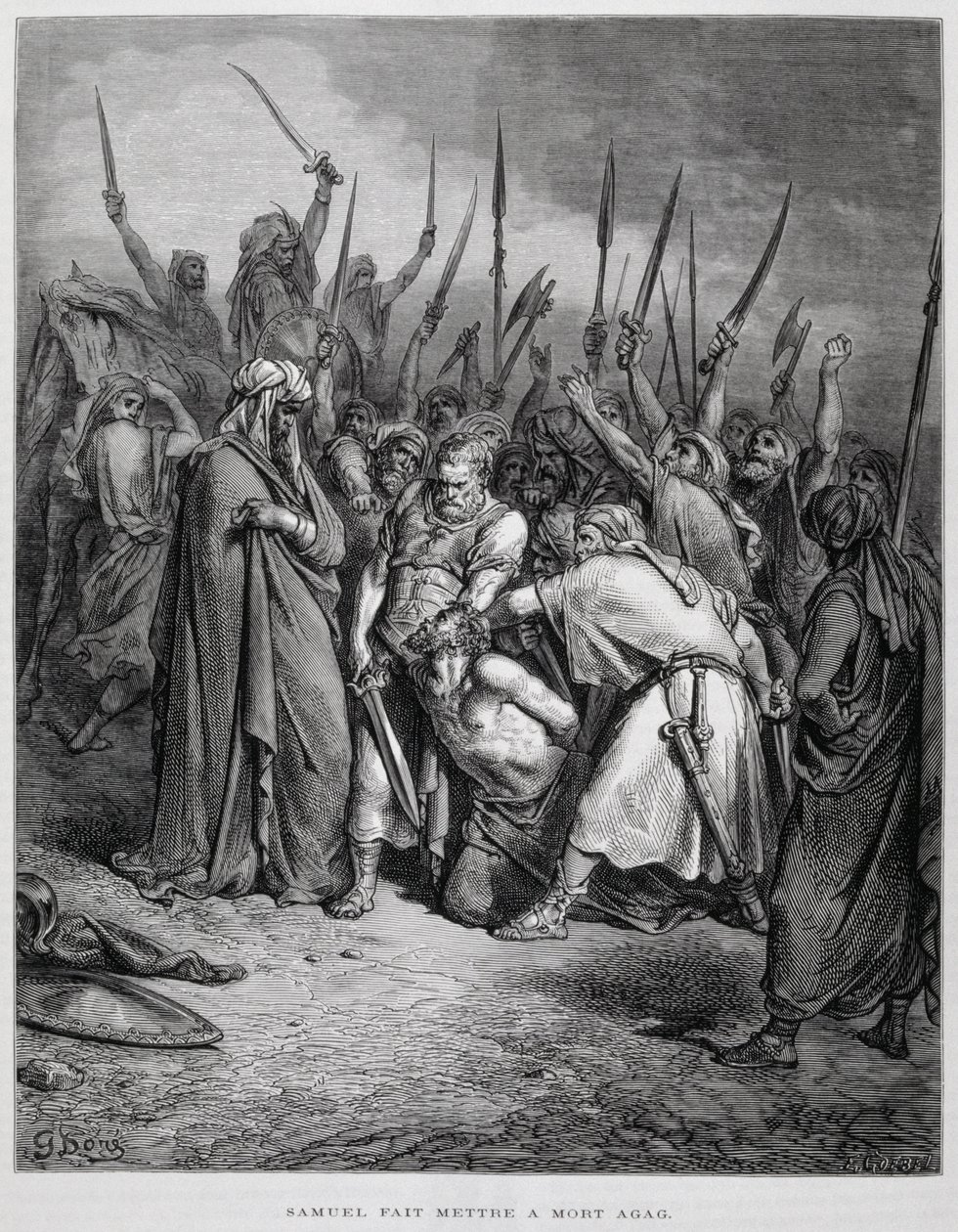 Samuel kills Agag, Illustration from the Dore Bible by Gustave Dore