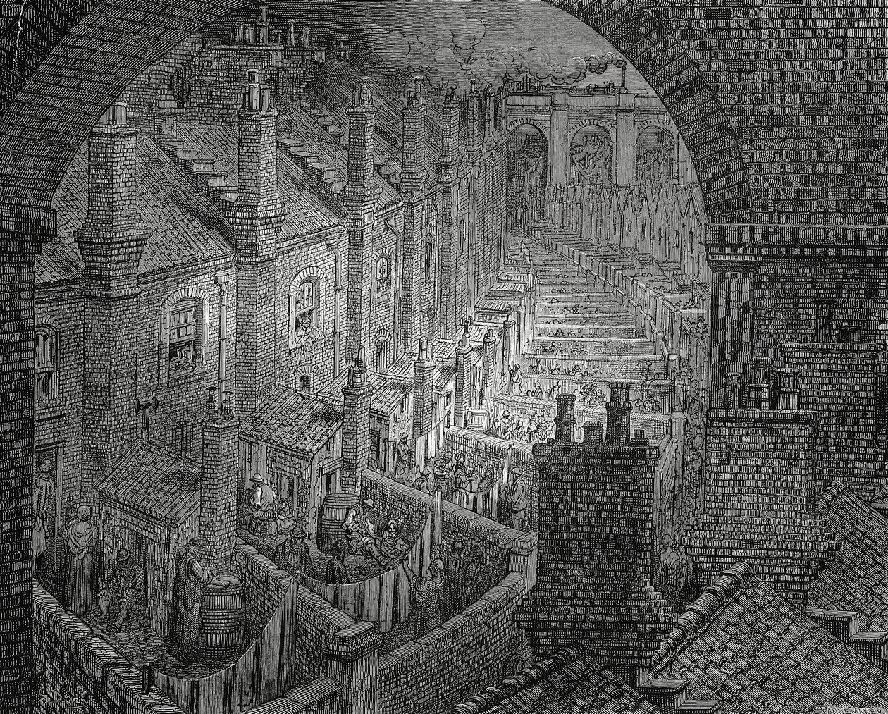 Slums of London, engraving by Gustave Dore by Gustave Dore
