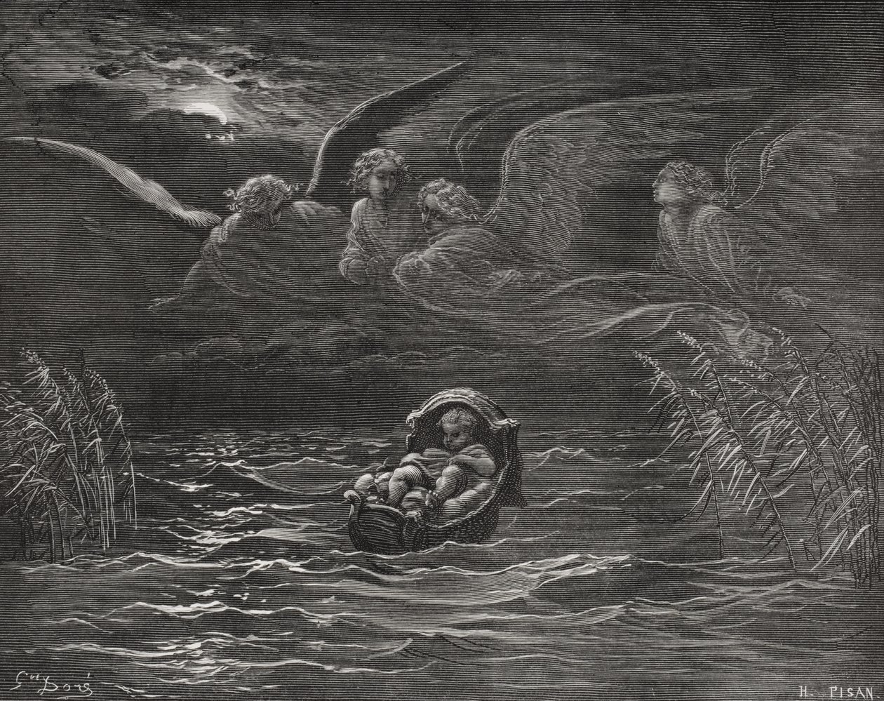The Child Moses on the Nile, Illustration from Dore