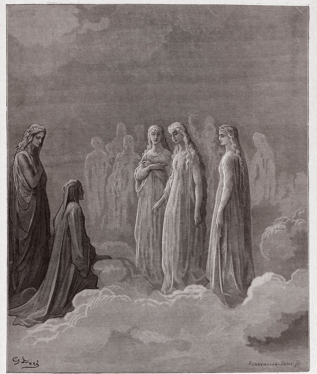 The Divine Comedy, Paradiso, Canto 3: The First Realm: Piccarda Donati and the Souls Whose Vows Had Been Broken - by Dante Alighieri (1265-1321) - Illustration by Gustave Dore (1832-1883) by Gustave Dore