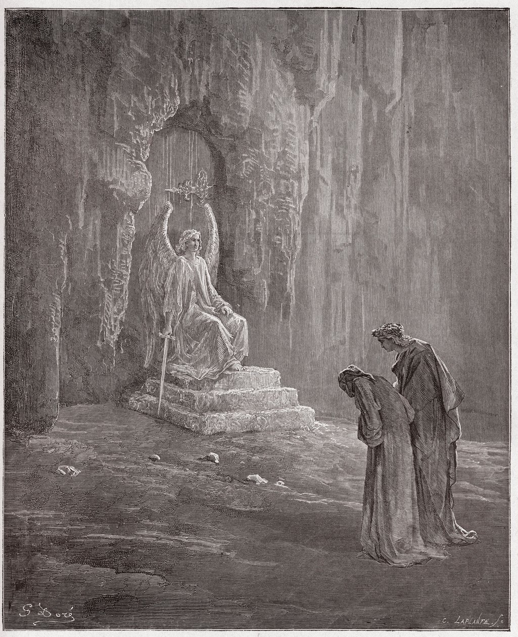 The Divine Comedy, Purgatorio, Canto 9: Dante and Virgil at the portals of Purgatory - by Dante Alighieri - Illustration by Gustave Dore by Gustave Dore