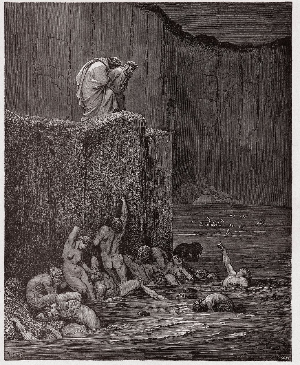 The Divine Comedy, Inferno, Canto 18: Paramours and flatterers in the eighth circle - by Dante Alighieri - Illustration by Gustave Dore by Gustave Dore