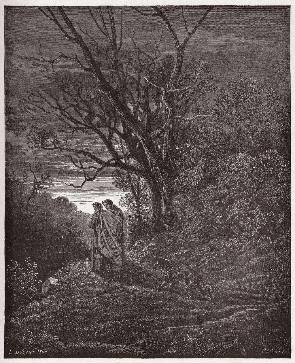 The Divine Comedy, Inferno, Canto 1: The she-wolf appears - Illustration by Gustave Dore by Gustave Dore