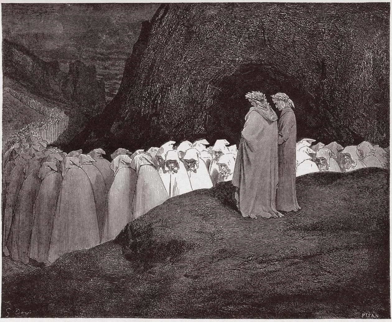 The Divine Comedy, Inferno, Canto 23: The hypocrites address Dante - by Dante Alighieri (1265-1321) - Illustration by Gustave Dore (1832-1883) by Gustave Dore