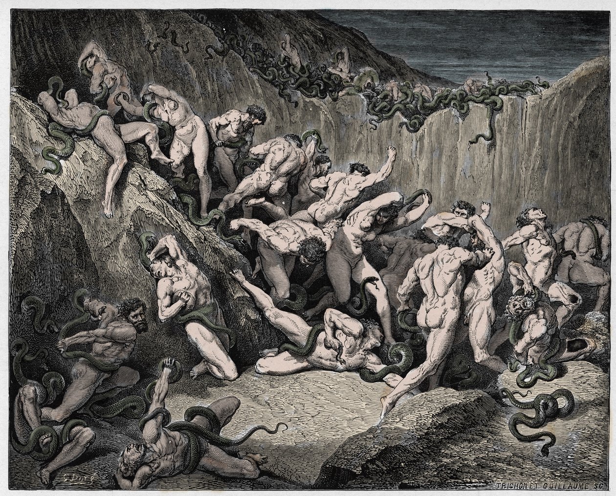 The Divine Comedy, Inferno, Canto 24: The Thieves Tormented by Serpents - by Dante Alighieri, Illustration by Gustave Dore by Gustave Dore