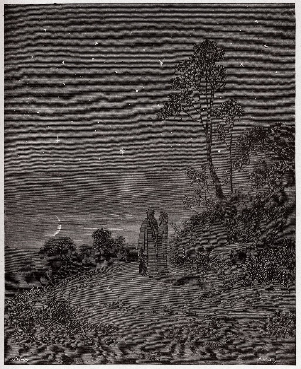 The Divine Comedy, Inferno, Canto 2: The darkening sky of the first night - Illustration by Gustave Dore by Gustave Dore