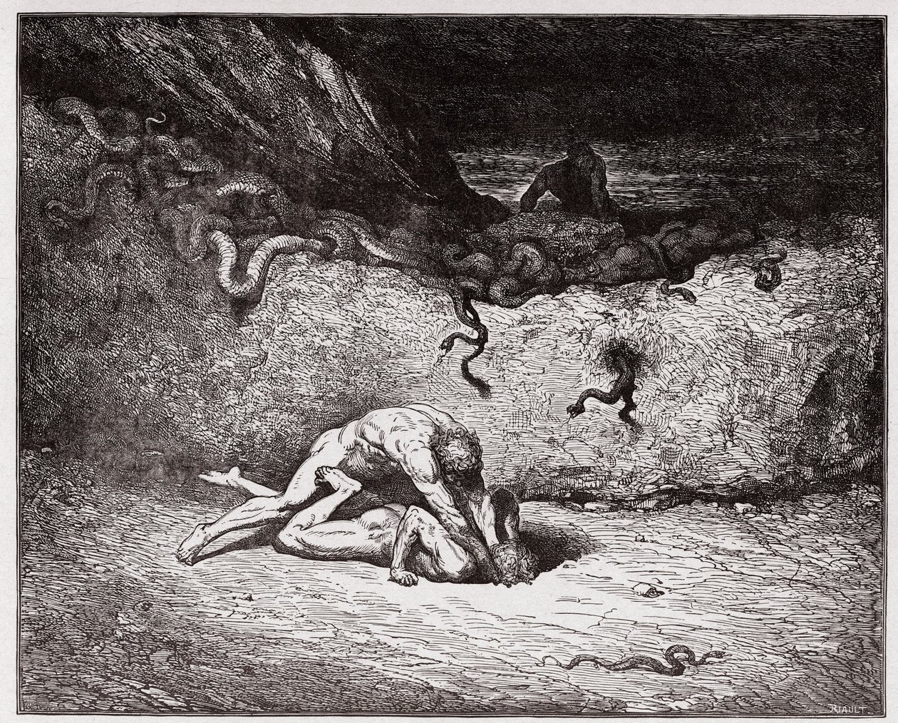 The Divine Comedy, Inferno, Canto 30: The torment of the forgers in the ninth bolgia (Gianni Schicchi) - Illustration by Gustave Dore by Gustave Dore