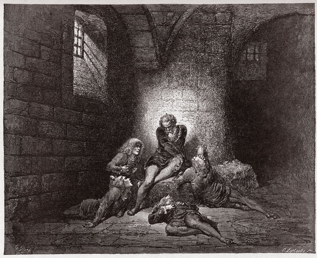 The Divine Comedy, Inferno, Canto 33: Ugolino and his sons immured and starving (Illustration by Gustave Dore) by Gustave Dore