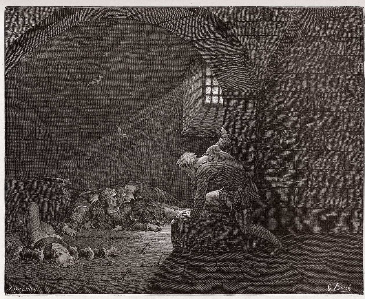 The Divine Comedy, Inferno, Canto 33: Ugolino in the cell with his four dead sons - Illustration by Gustave Dore by Gustave Dore