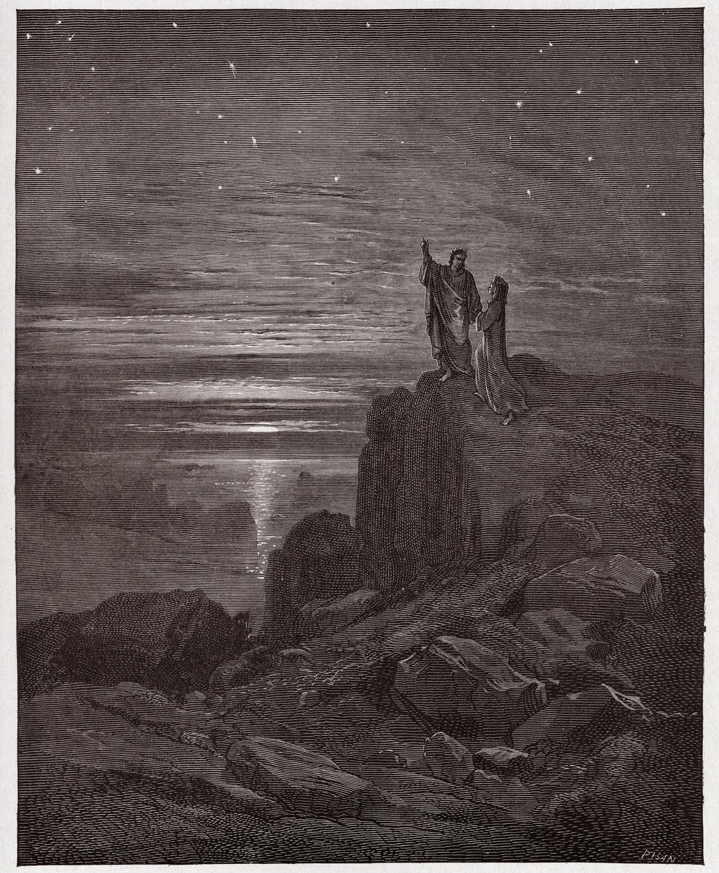 The Divine Comedy, Inferno, Canto 34: The poets emerge from hell (Illustration by Gustave Dore) by Gustave Dore