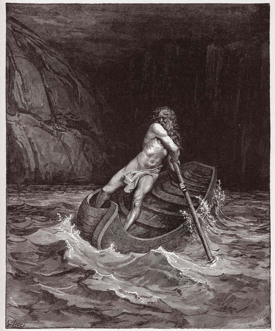 The Divine Comedy, Inferno, Canto 3: Charon on the River Acheron - Illustration by Gustave Dore by Gustave Dore