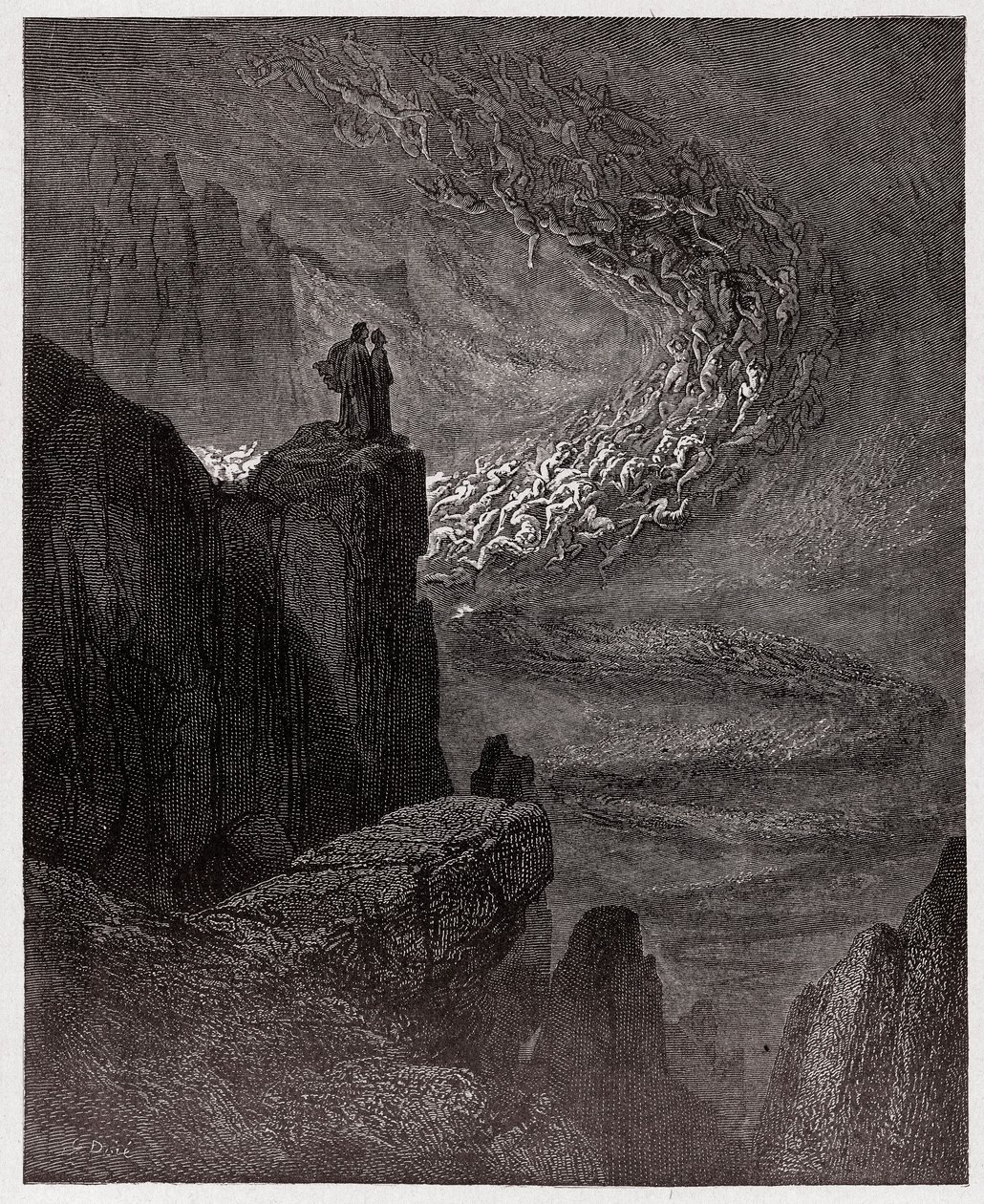 The Divine Comedy, Inferno, Canto 5: Minos judges the transgressions and dispatches the souls (Illustration by Gustave Dore) by Gustave Dore