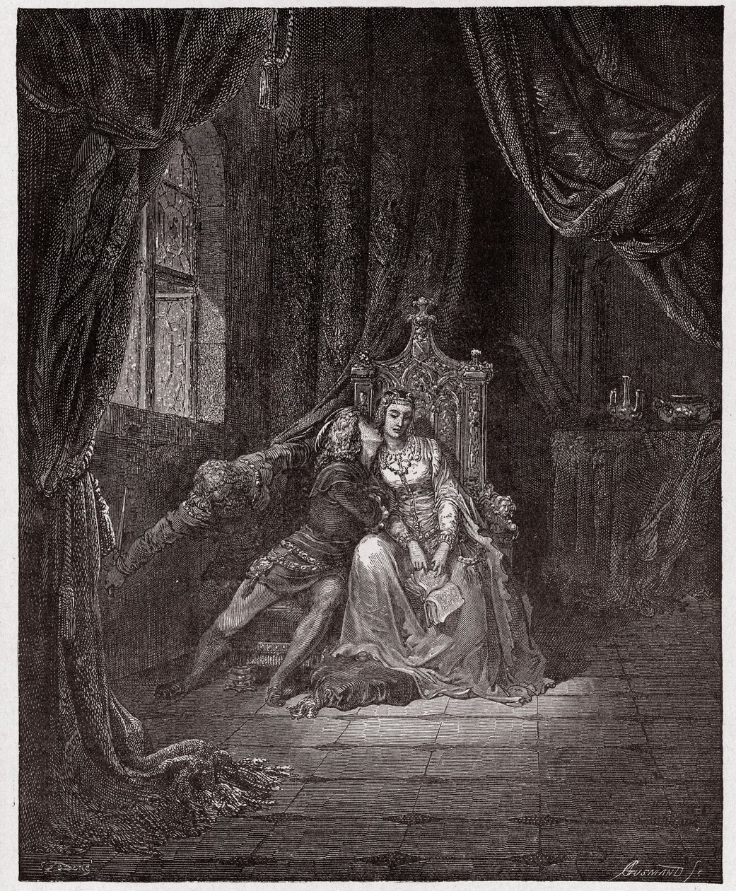 The Divine Comedy, Inferno, Canto 5: Paolo and Francesca - by Dante Alighieri (1265-1321) - Illustration by Gustave Dore (1832-1883) by Gustave Dore