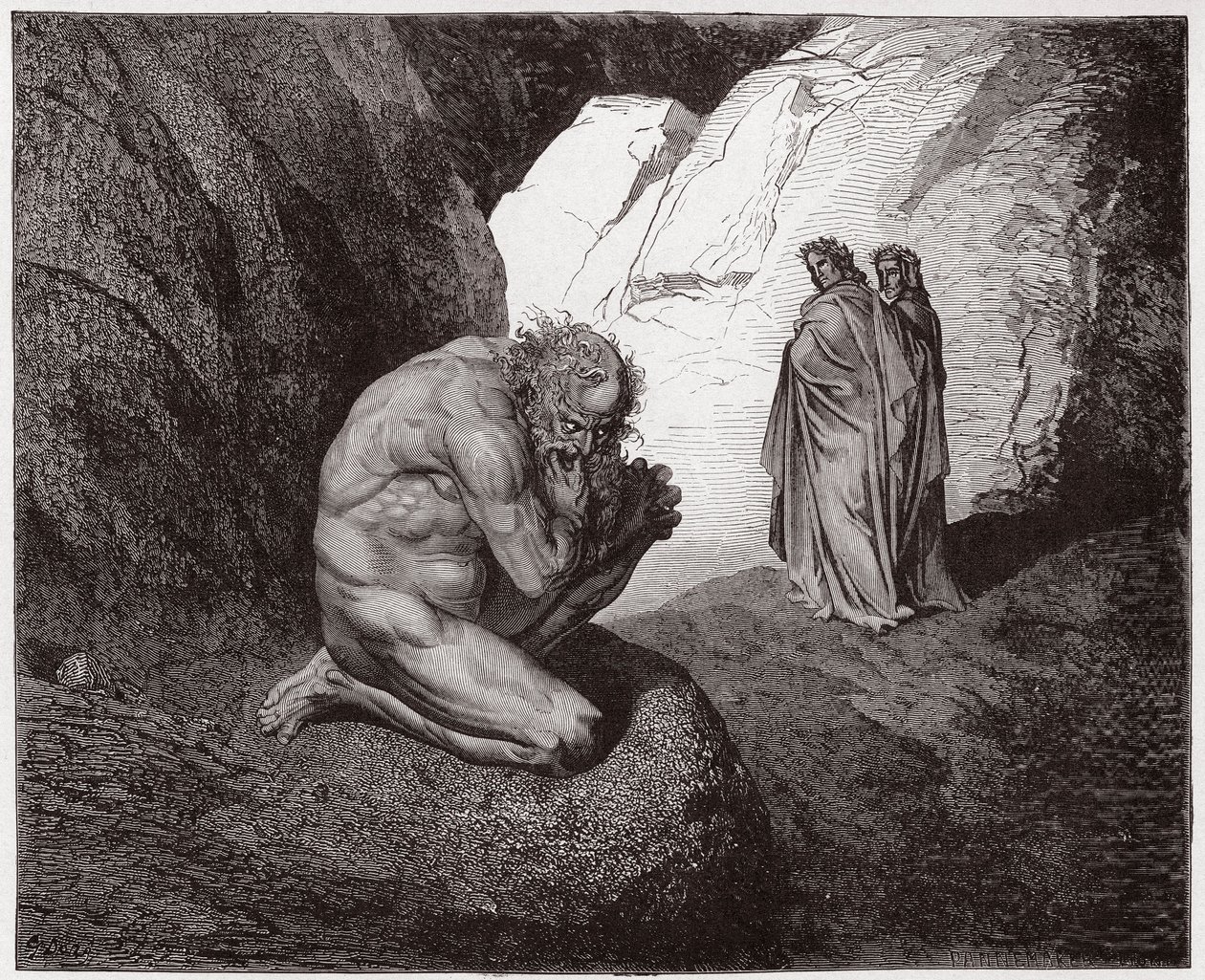 The Divine Comedy, Inferno, Canto 7: Virgil rebukes Plutus at the entrance to the fourth circle - by Dante Alighieri (1265-1321) - Illustration by Gustave Dore (1832-1883) by Gustave Dore