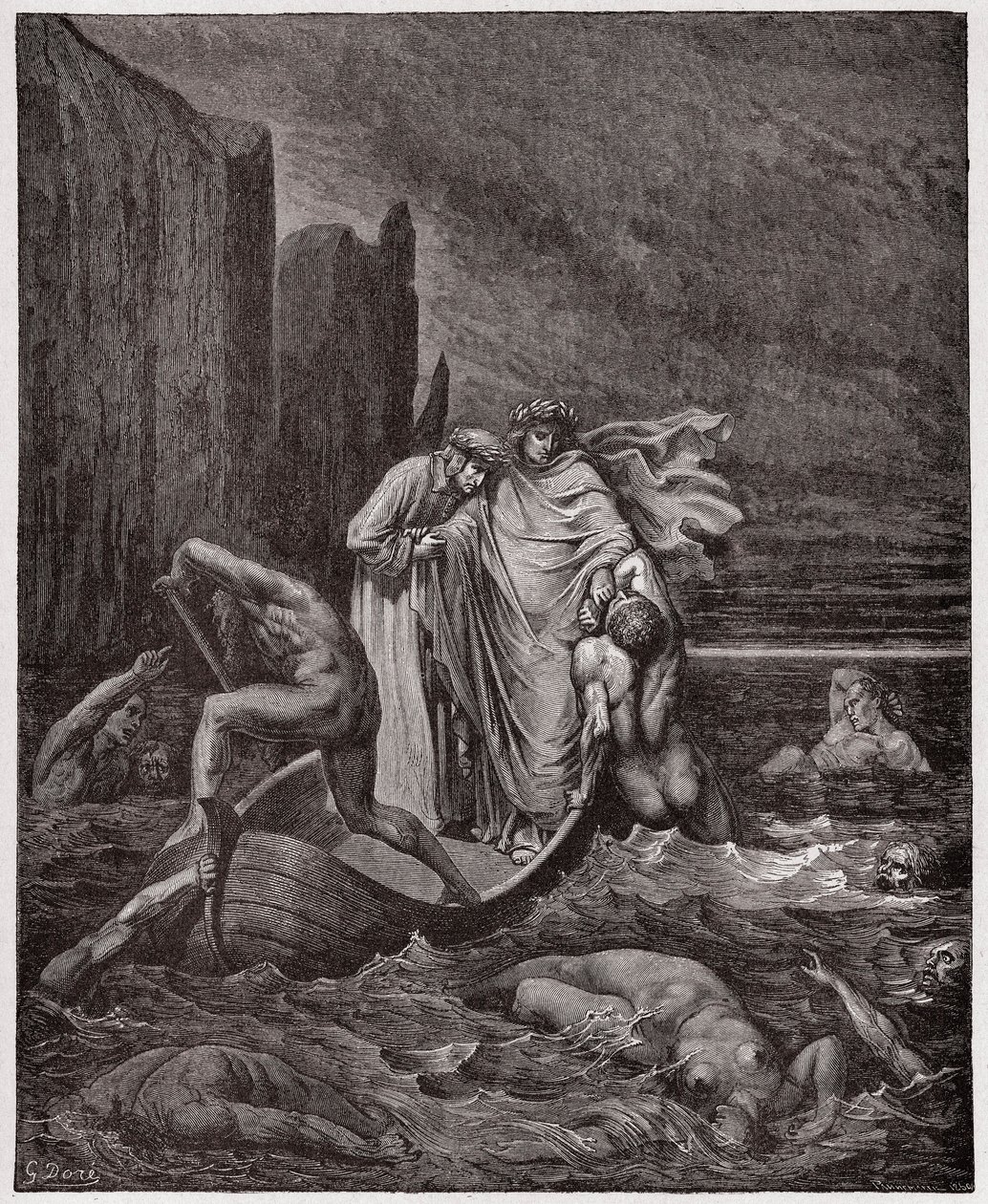 The Divine Comedy, Inferno, Canto 8: The soul of the Florentine Philippo Argenti accosts the poets on the Styx - by Dante Alighieri - Illustration by Gustave Dore by Gustave Dore