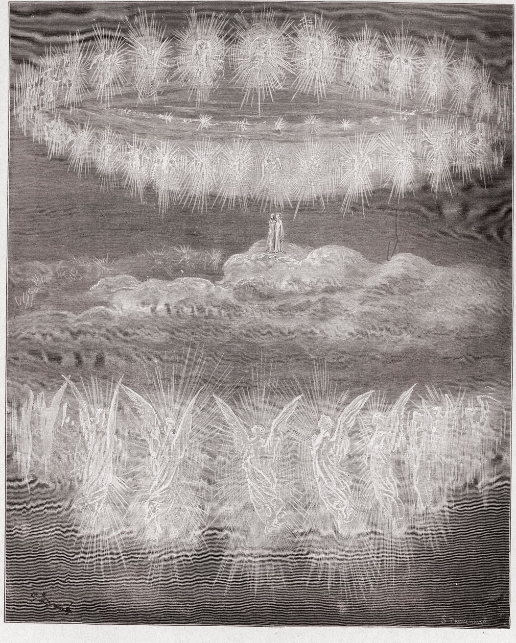 The Divine Comedy, Paradiso, Canto 12: The Rings of Glorified Souls in the Sun - by Dante Alighieri (1265-1321) - Illustration by Gustave Dore (1832-1883) by Gustave Dore