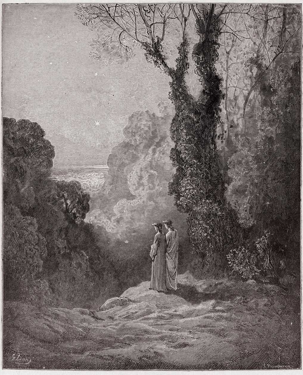 The Divine Comedy, Purgatorio, Canto 1: The poets behold the beauty of Venus in the morning sky - Illustration by Gustave Dore by Gustave Dore