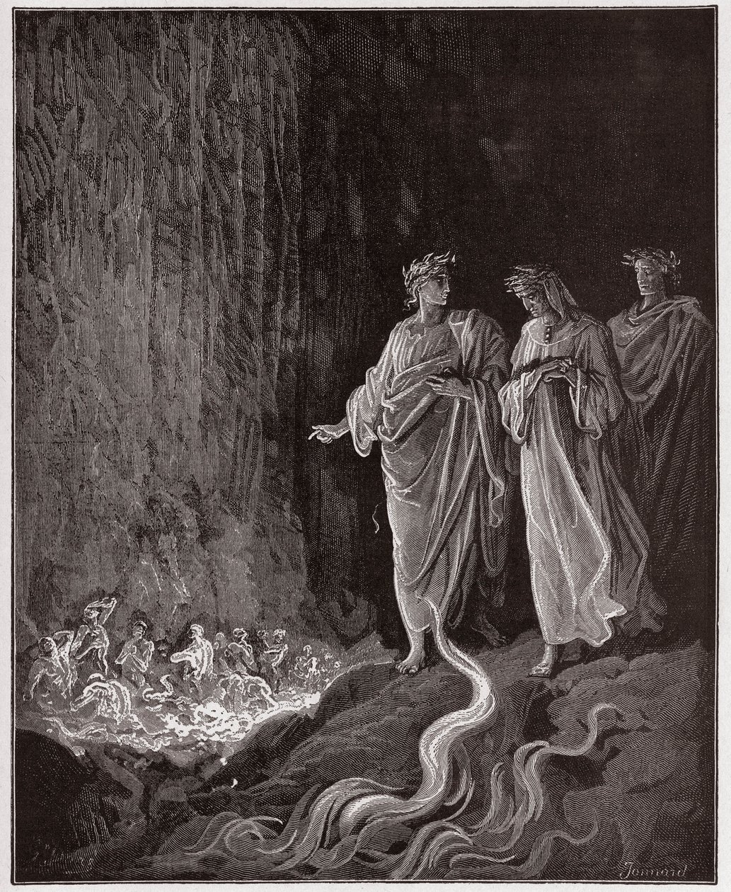 The Divine Comedy, Purgatorio, Canto 25: The Poets in the Seventh Circle - by Dante Alighieri (1265-1321) - Illustration by Gustave Dore (1832-1883) by Gustave Dore