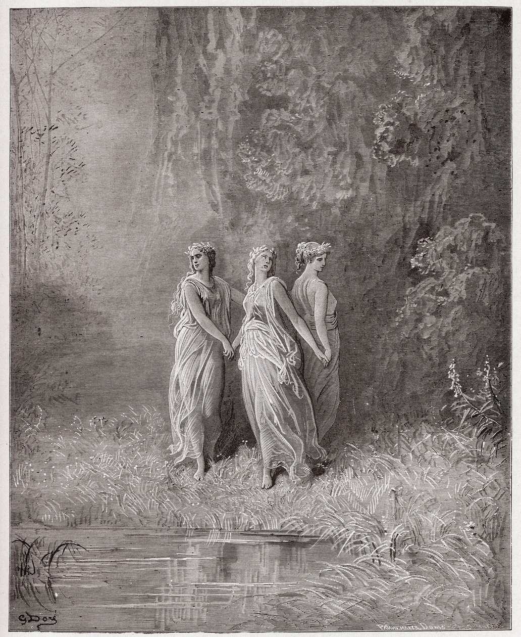 The Divine Comedy, Purgatorio, Canto 29: Charity, Hope, and Faith - by Dante Alighieri (1265-1321) - Illustration by Gustave Dore (1832-1883) by Gustave Dore