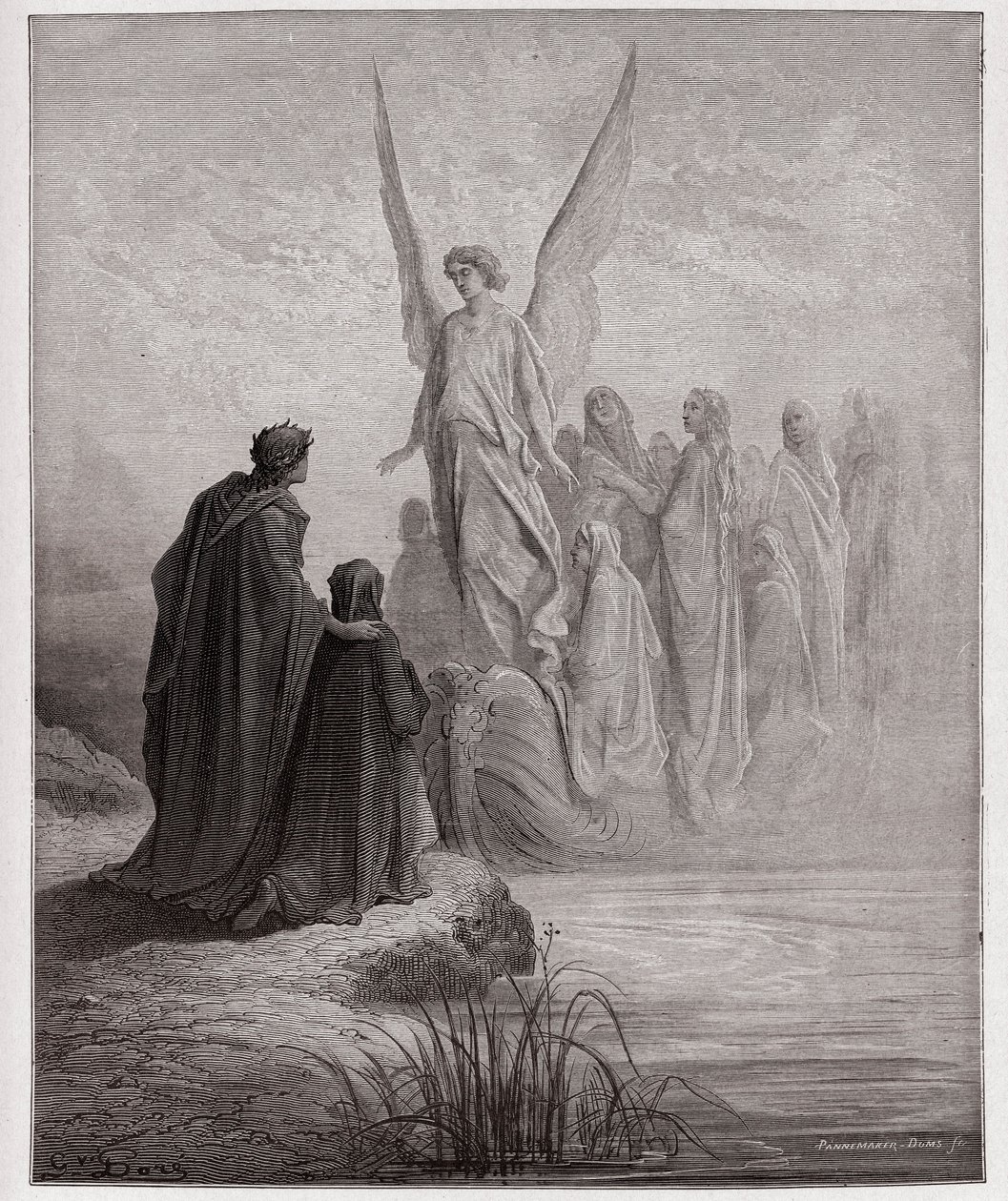 The Divine Comedy, Purgatorio, Canto 2: The celestial pilot lands the boat (Illustration by Gustave Dore) by Gustave Dore