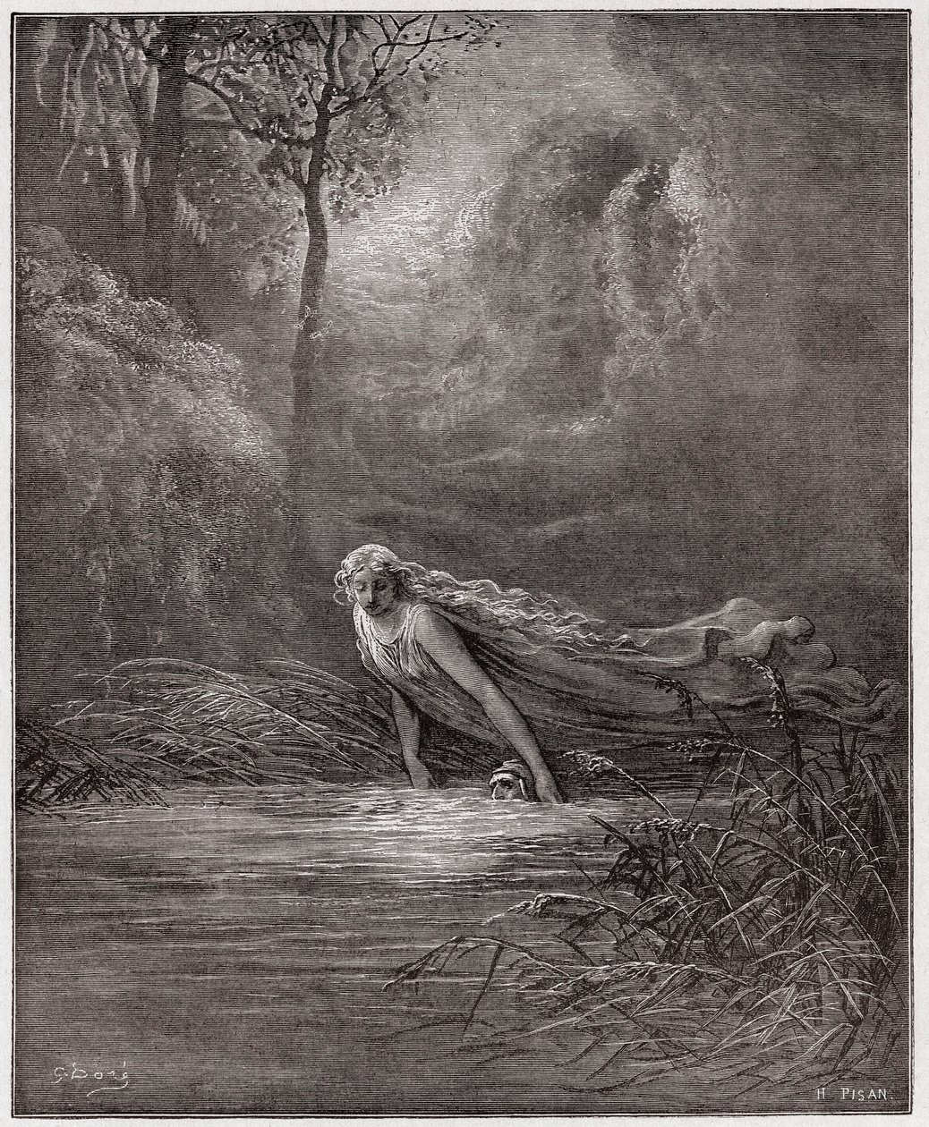 The Divine Comedy, Purgatorio, Canto 31: Dante submerged in the River Lethe - by Dante Alighieri - Illustration by Gustave Doré by Gustave Dore