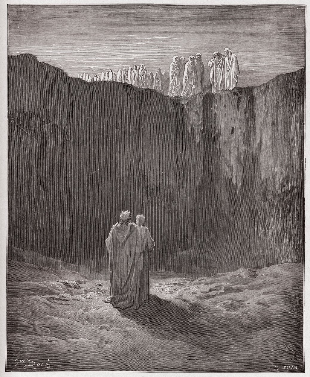 The Divine Comedy, Purgatorio, Canto 3: The company of souls upon the cliff - by Dante Alighieri (1265-1321) - Illustration by Gustave Dore (1832-1883) by Gustave Dore