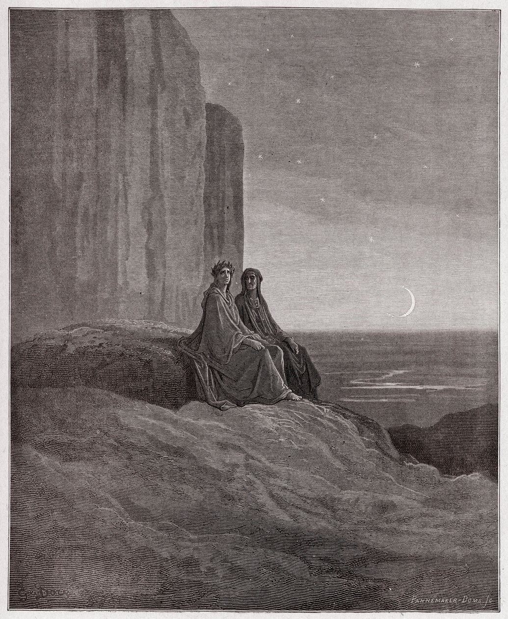 The Divine Comedy, Purgatorio, Canto 9: Twilight - by Dante Alighieri - Illustration by Gustave Dore by Gustave Dore