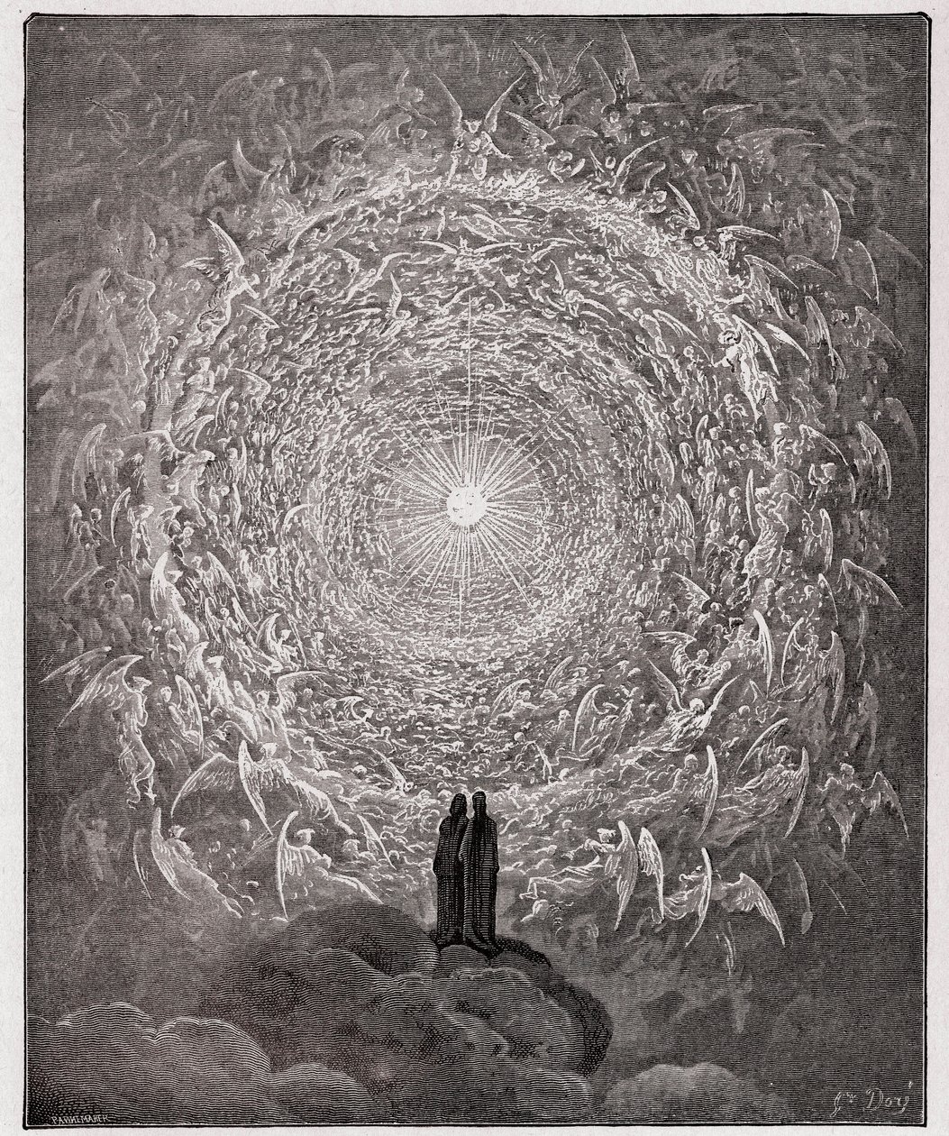The Divine Comedy, Paradiso, Canto 31: The saintly throng form a rose in the empyrean (rose celeste) - by Dante Alighieri by Gustave Dore