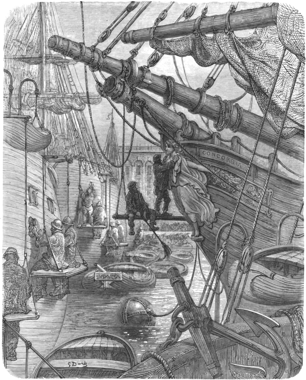 The Docks - The Concordia by Gustave Dore