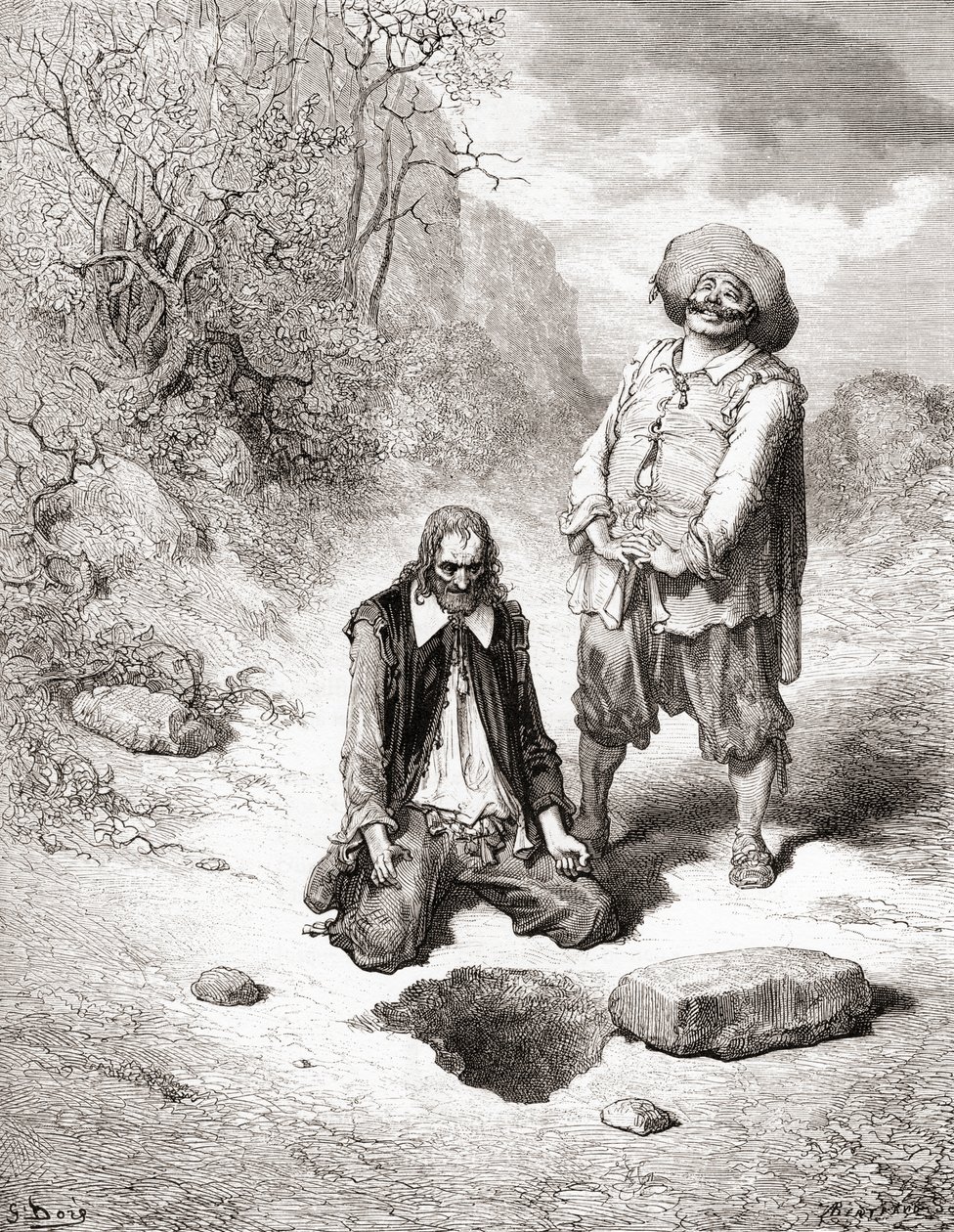 The Miser Who Lost His Treasure, from a late 19th century edition of Fables de La Fontaine by Gustave Dore