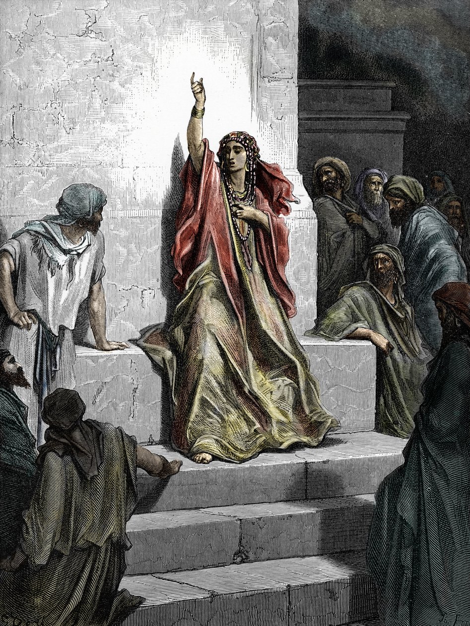 The Prophetess Deborah (Prophetess Debora) Engraving from “Bible” illustrated by Gustave Dore (1832 - 1883) 1865 Private collection by Gustave Dore