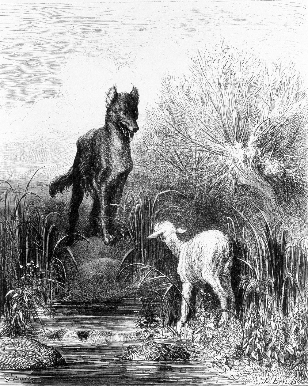 Der Wolf Und Das Lamm Phaedrus Interpretation The Wolf and the Lamb Fables from La Fontaine by Doré