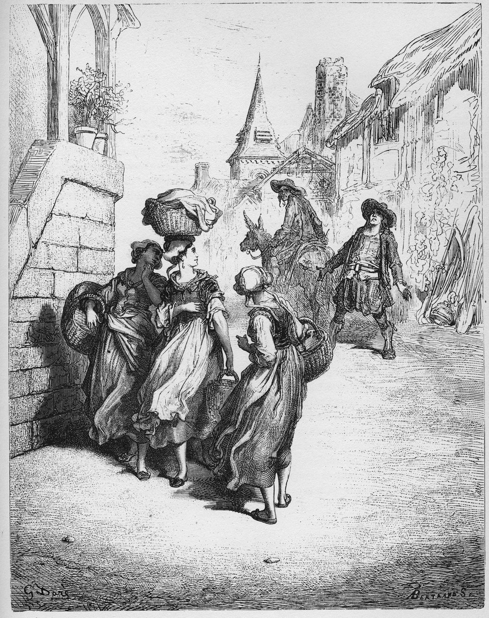 The Miller, His Son and the Donkey - from "Fables" by Jean de La Fontaine by Gustave Dore