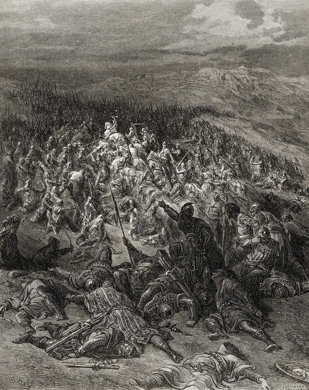 Two Hundred Knights attack Twenty Thousand Saracens, illustration from 