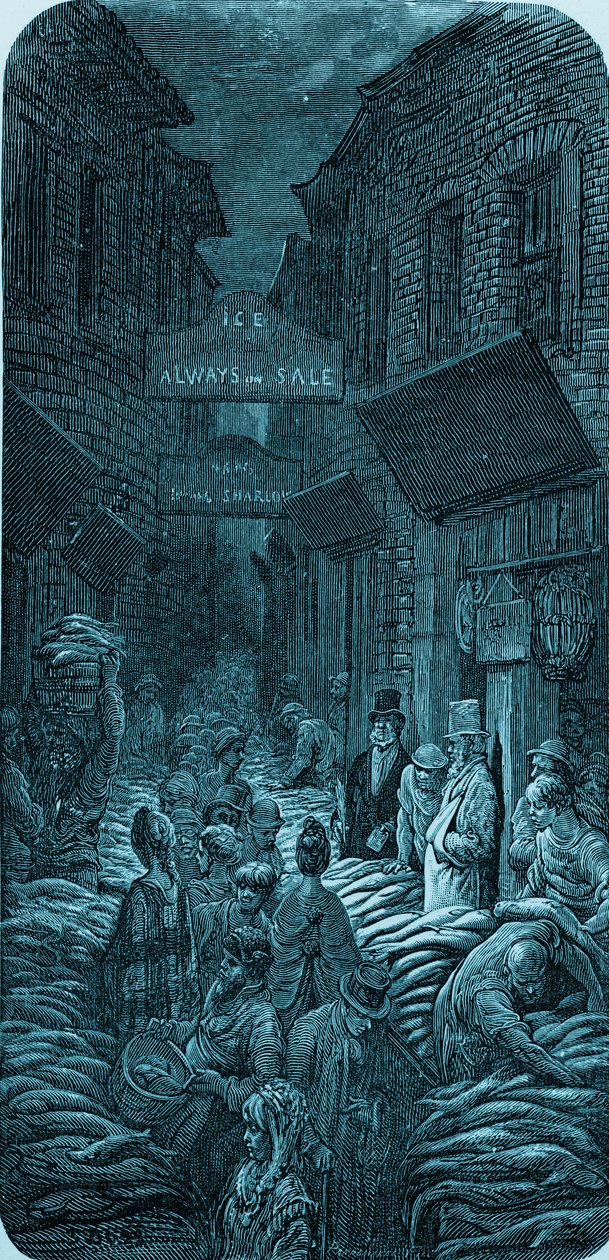 Victorian Fish Market (engraving) by Gustave Dore