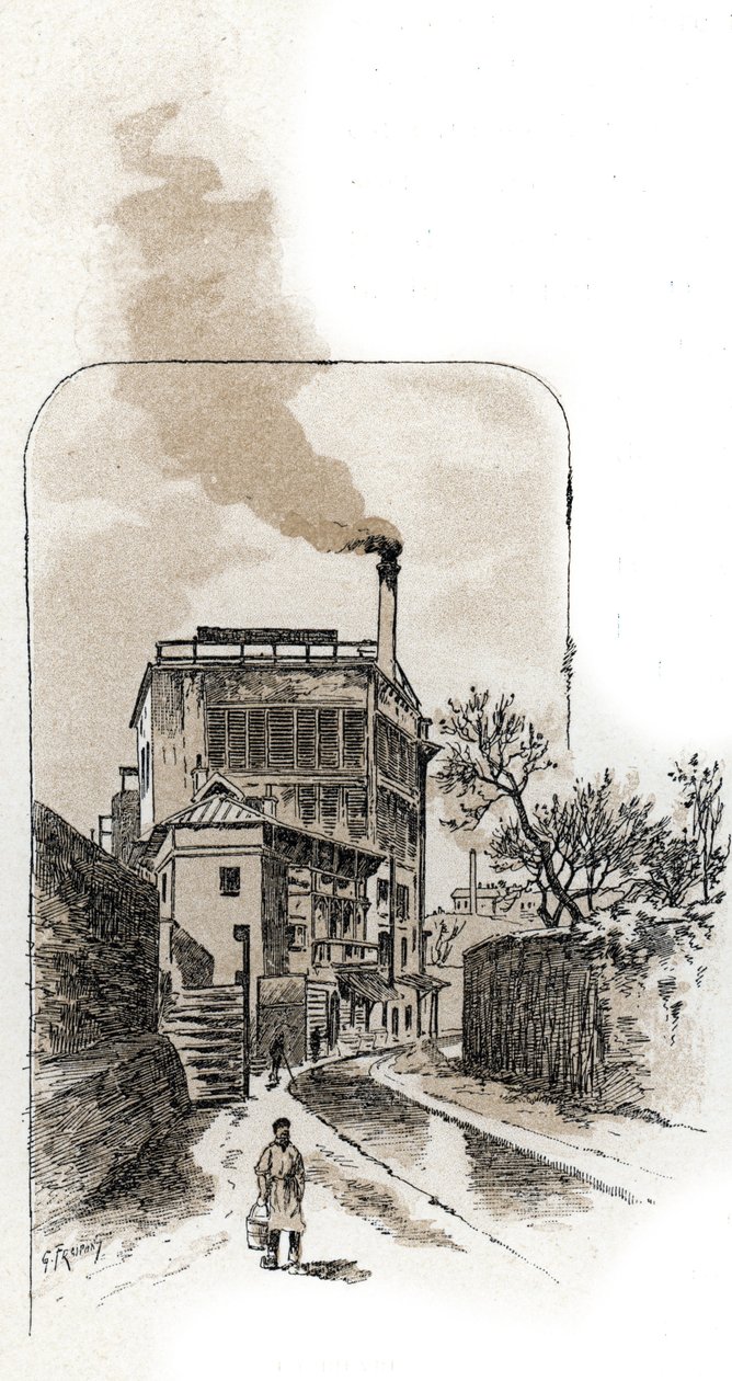 View of the Bievre river in Paris from Saint-Juirs by Gustave Fraipont