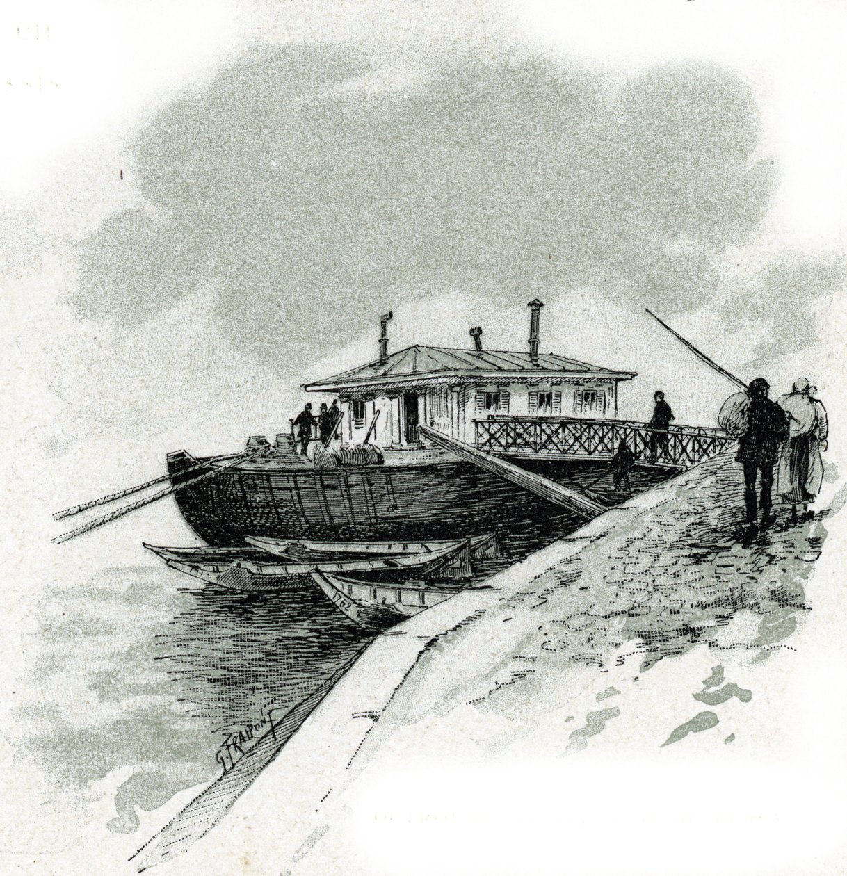 View of the Boat in Quai de Bercy Where Traders Paid the Grant by Gustave Fraipont